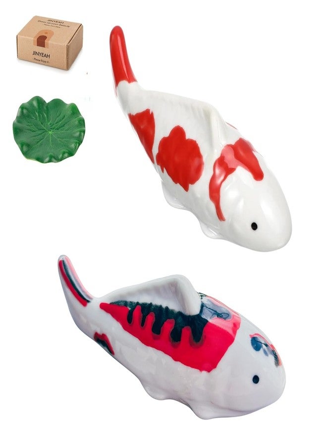 JINYEAH Ceramic Koi Fish Pond Decor 4″ Fake Fish Floating Aquarium Decor Floating Koi Pond Swimming for Birdbath Pond Fountain Fake Aquarium Tea Pet - Image 1